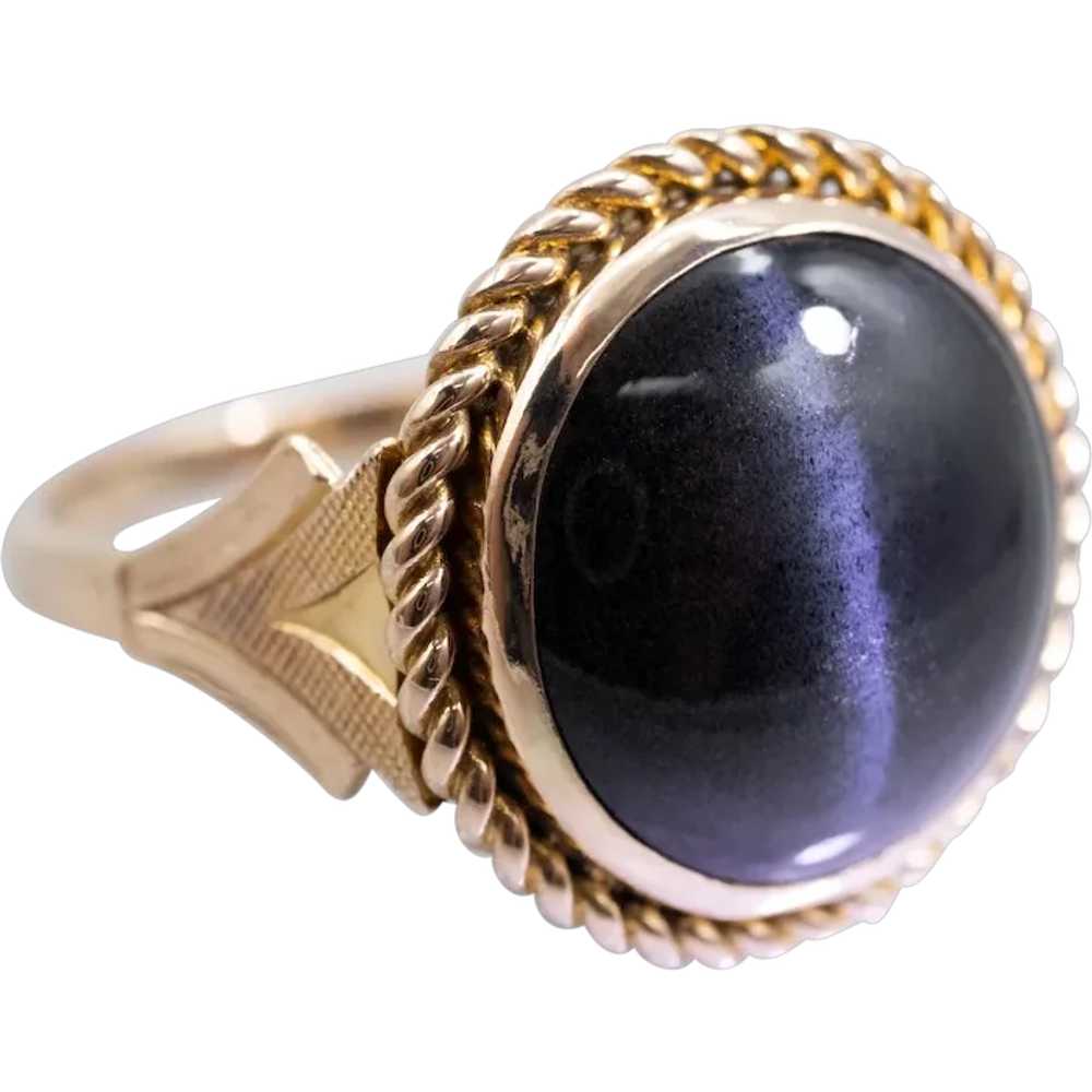 Vintage Cat's Eye Spectrolite Solitaire Ring - image 1