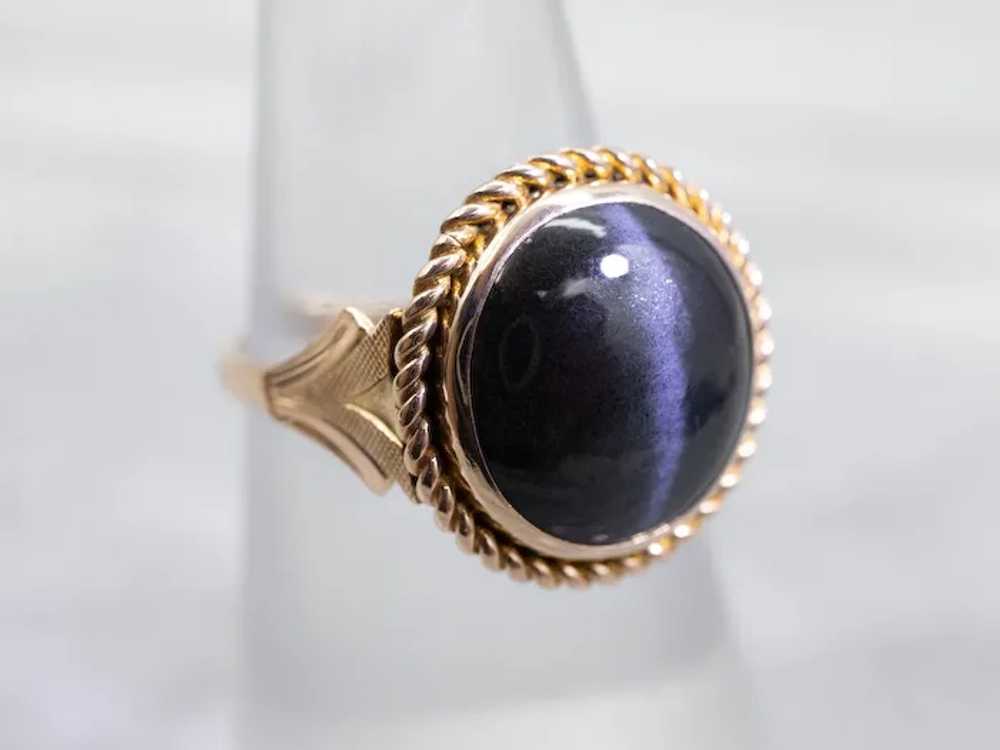 Vintage Cat's Eye Spectrolite Solitaire Ring - image 5