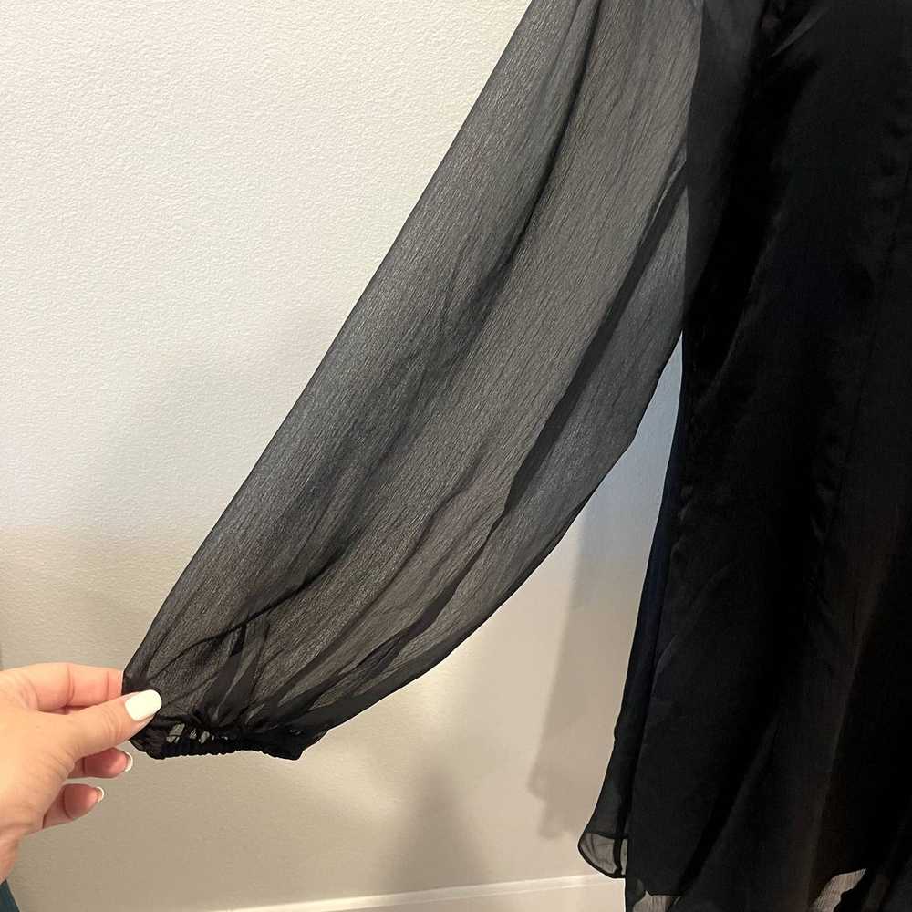 Joie Black Balloon Sleeve Dress Medium Sheer Cavi… - image 11