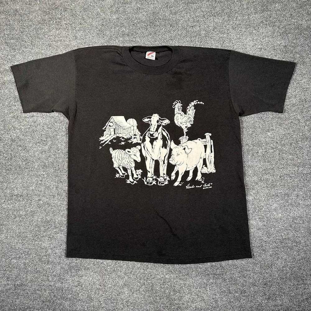 Animal Tee × Jerzees × Vintage Vintage 90s Cow Fa… - image 2