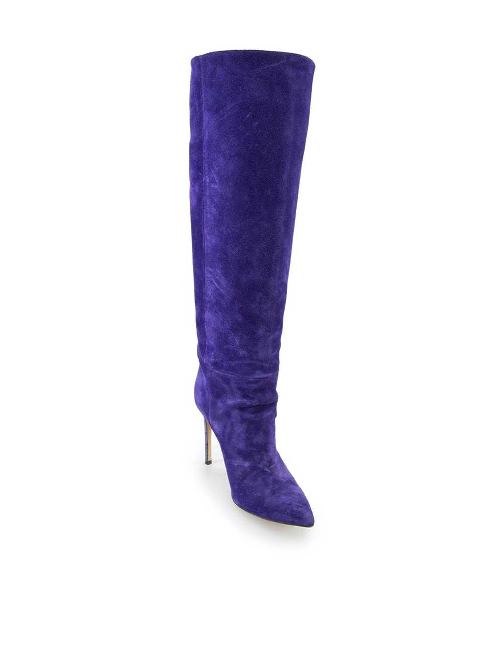 Paris Texas Purple Suede Knee High Heeled Boots - image 2