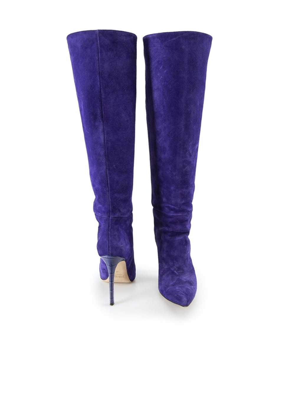 Paris Texas Purple Suede Knee High Heeled Boots - image 3