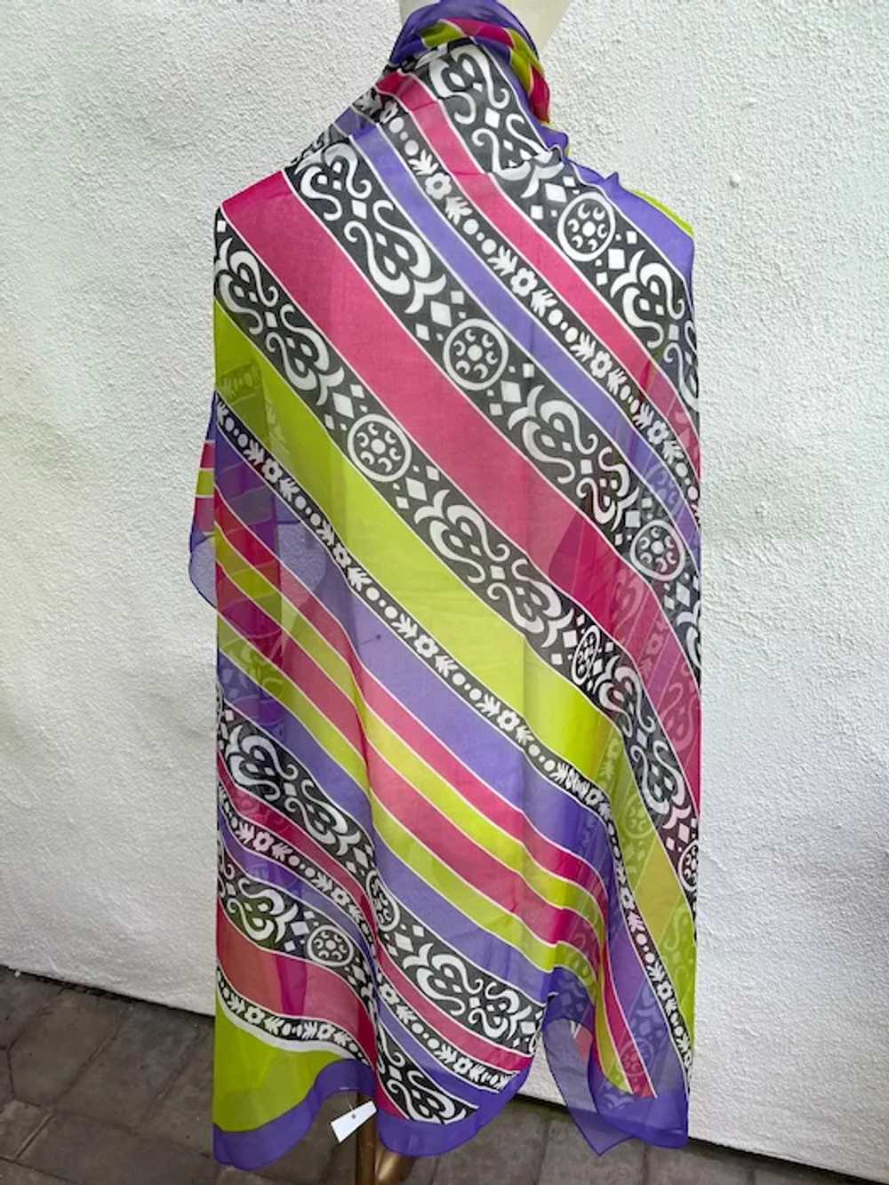 Vintage Purple/Black/White/Green/Magenta Chiffon … - image 2