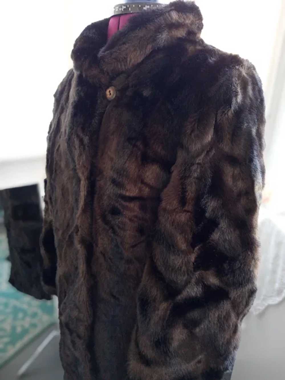 Vintage Faux fur brown Cocoon Coat small or medium - image 6