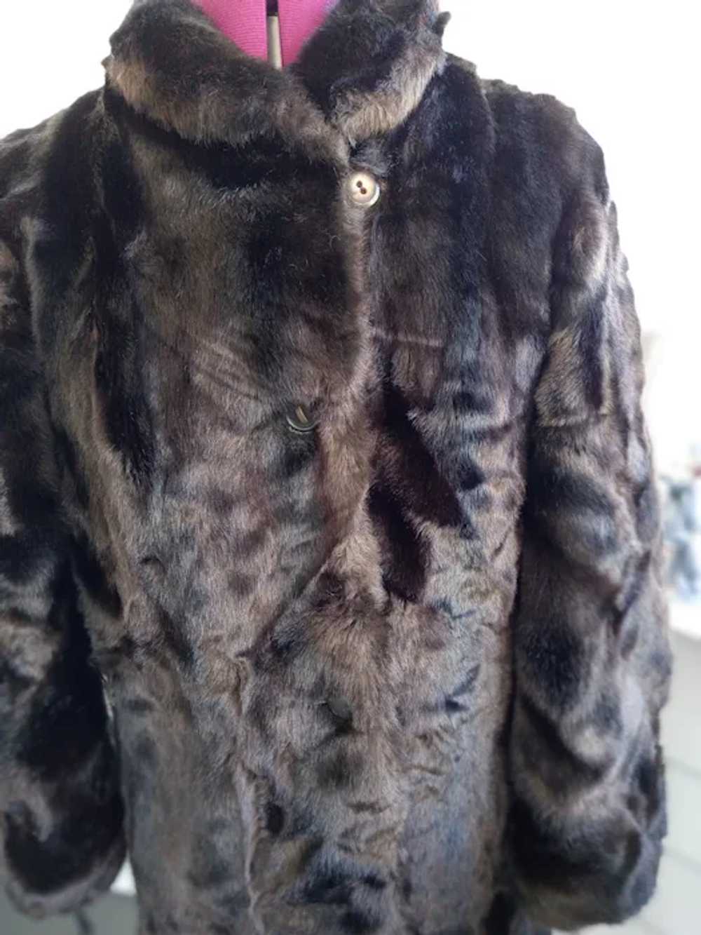 Vintage Faux fur brown Cocoon Coat small or medium - image 7