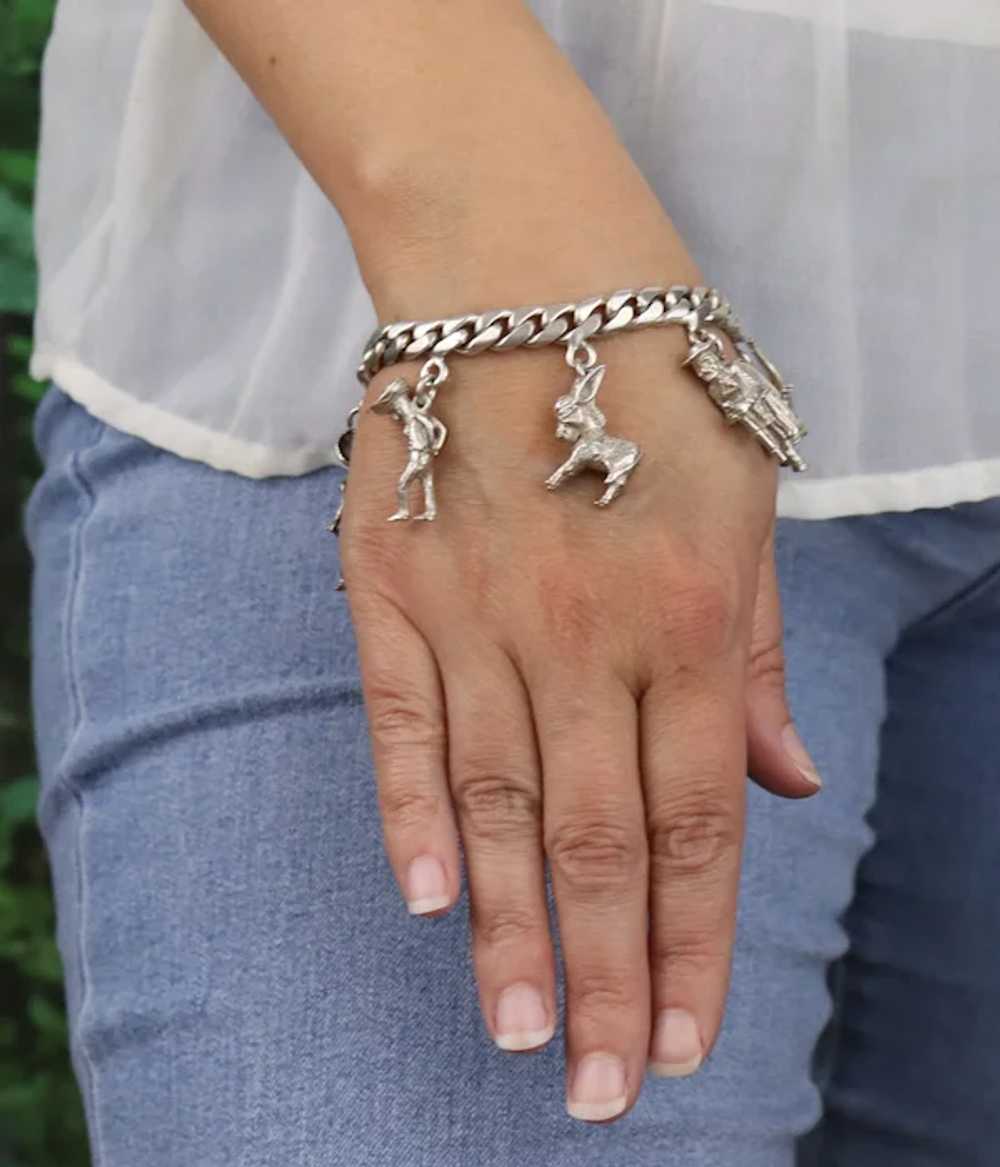 ERAS Sterling Silver Mexican Charm Bracelet Vinta… - image 10