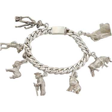 ERAS Sterling Silver Mexican Charm Bracelet Vinta… - image 1