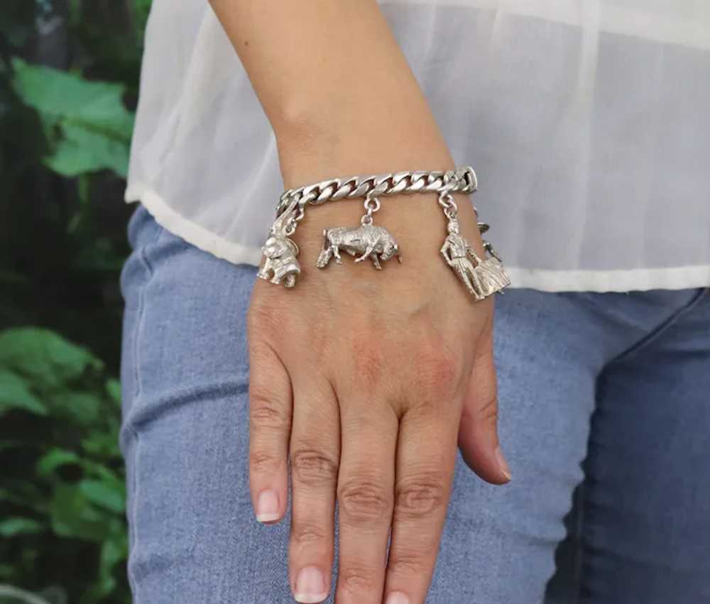 ERAS Sterling Silver Mexican Charm Bracelet Vinta… - image 9