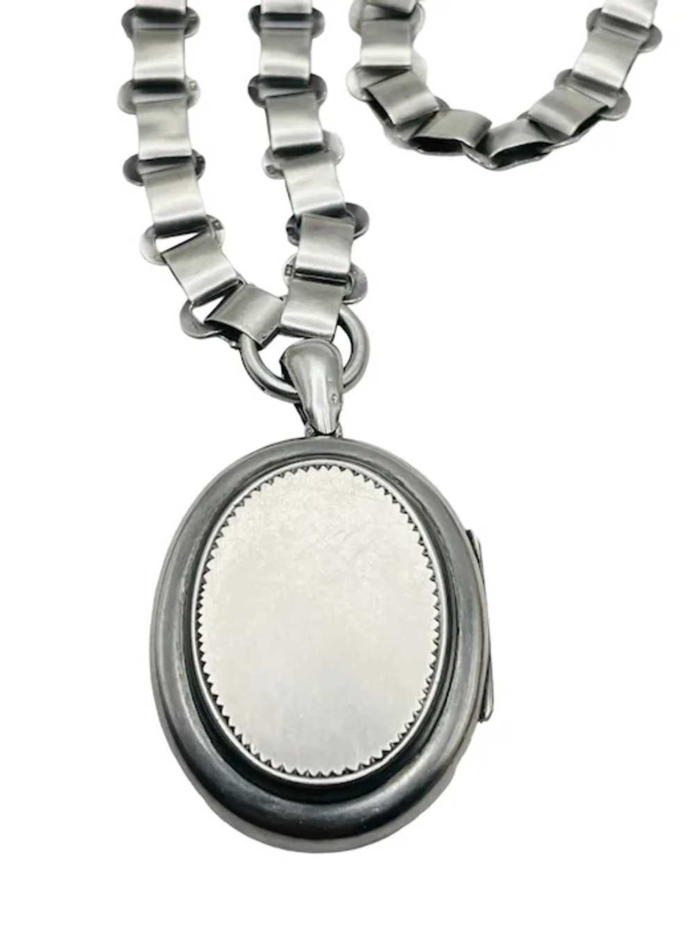 Antique Sterling Silver Locket Book Chain Necklace - image 11