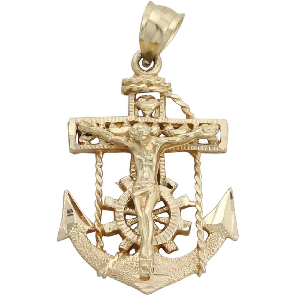 Pendant Only 10K Yellow Gold Jesus Cross Crucifix… - image 1