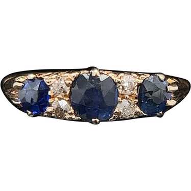 Edwardian 1.00ct. T.W. Sapphire & Diamond Antique… - image 1