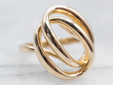 Abstract Yellow Gold Oval Bypass Ring - image 1