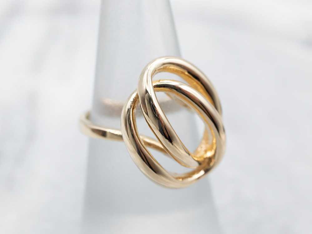 Abstract Yellow Gold Oval Bypass Ring - image 3