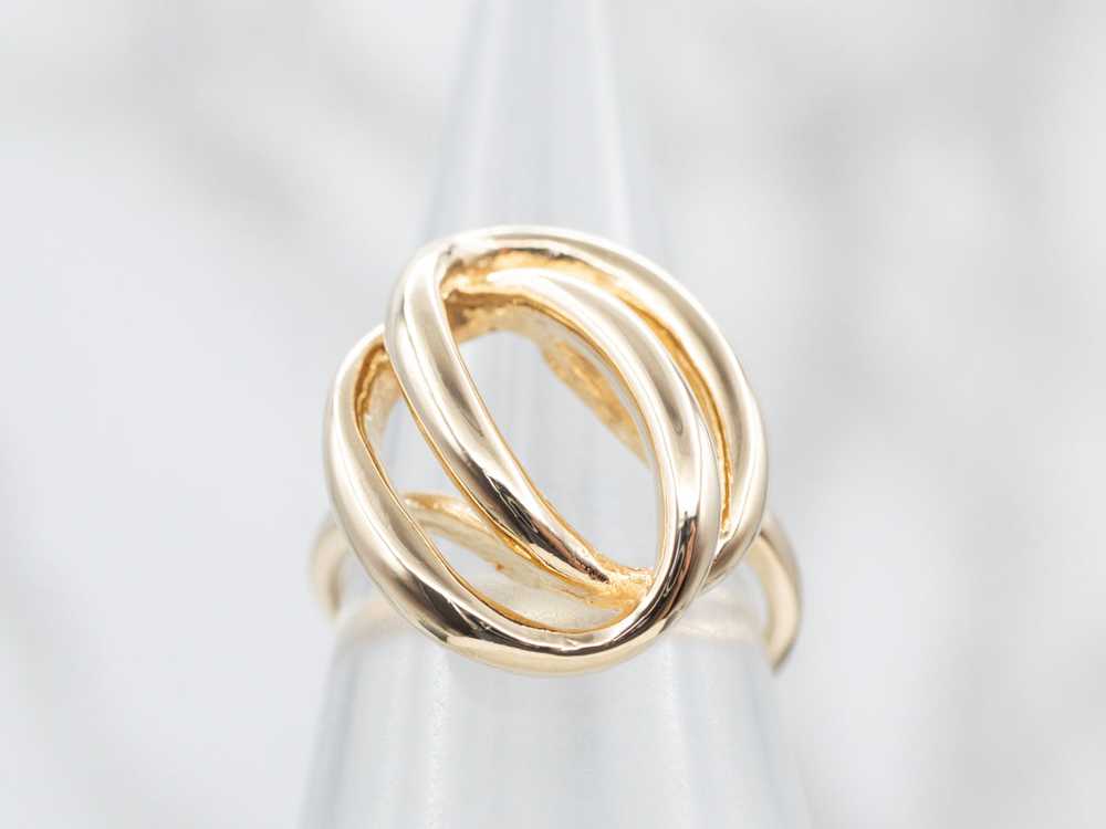 Abstract Yellow Gold Oval Bypass Ring - image 4