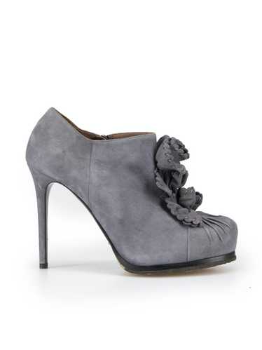 Tabitha Simmons Grey Suede Ruched Accent Ankle Boo