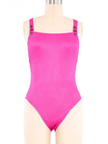 1980s Magenta High Cut Swimsuit, XXS