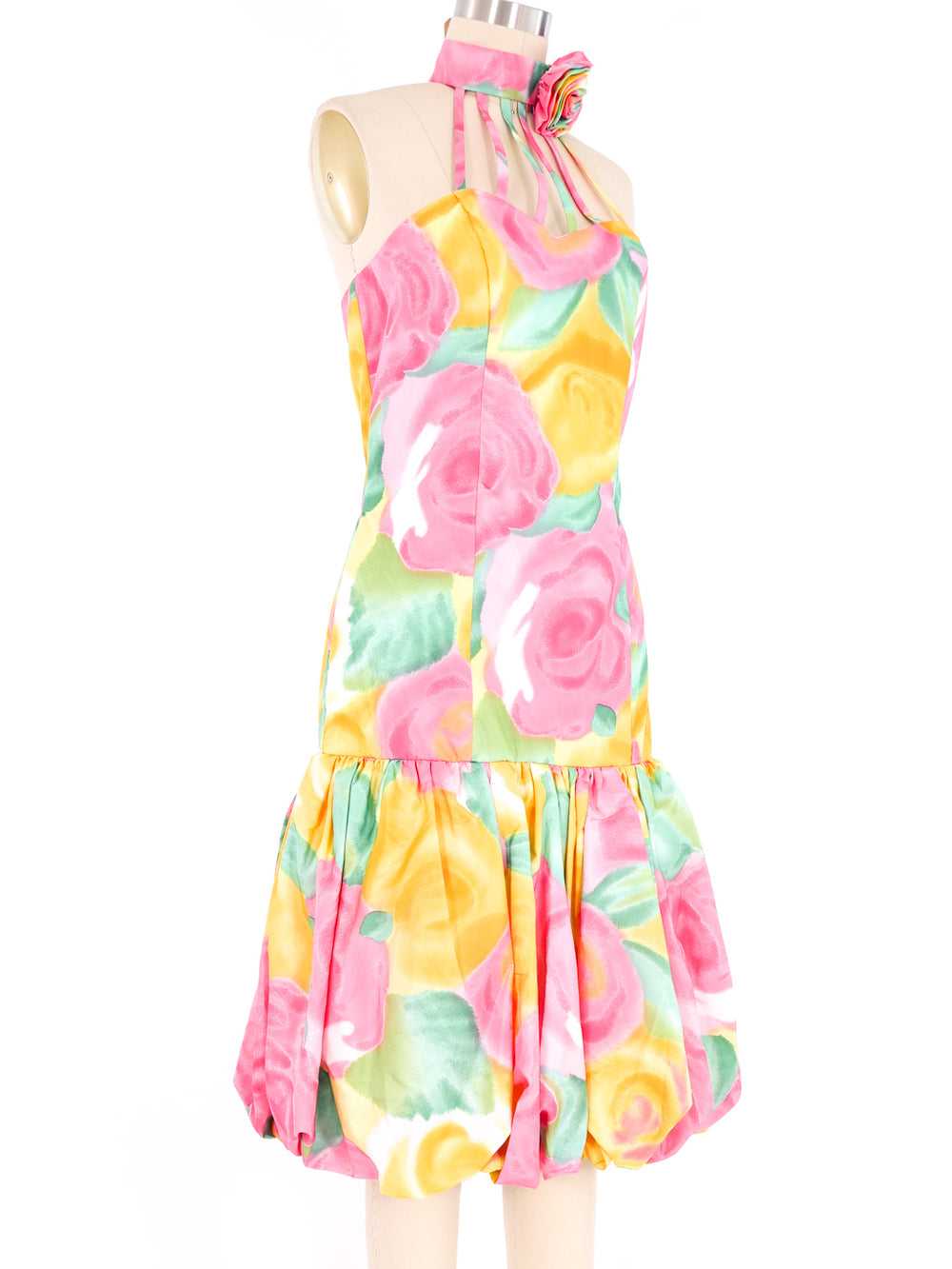 Cage Neck Floral Cocktail Dress - image 3