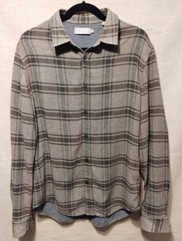 Vince Viscose/Wool Button Front Long Sleeve Plaid 