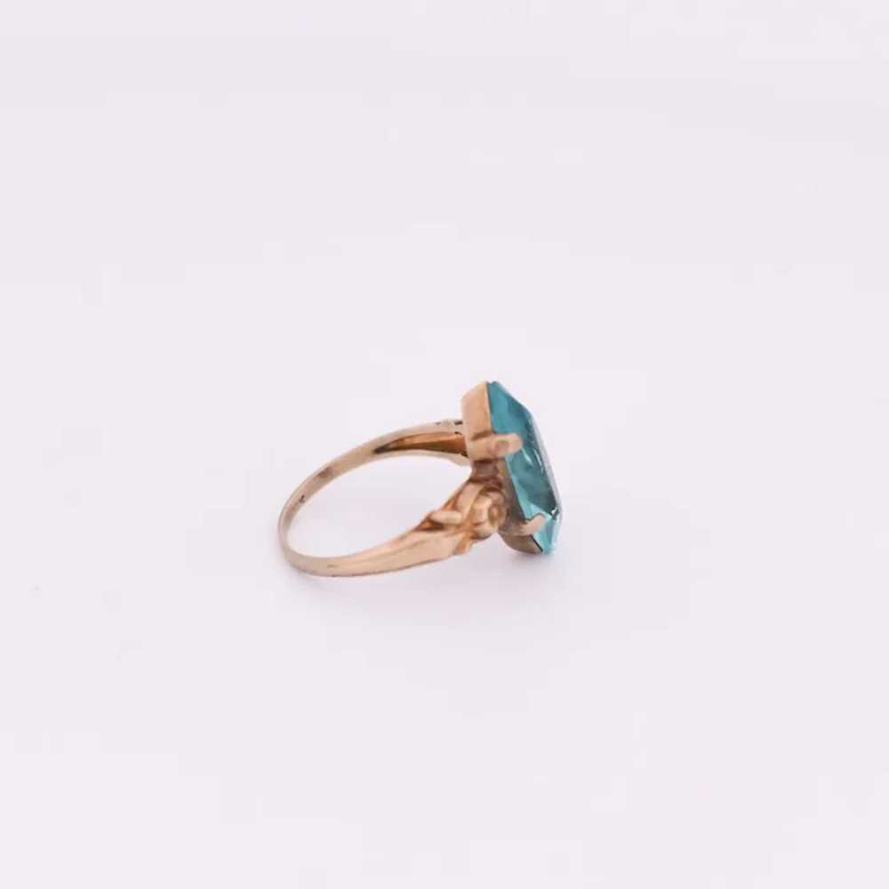 Victorian 10K Gold Marquise Cut Ocean Blue Stone … - image 2