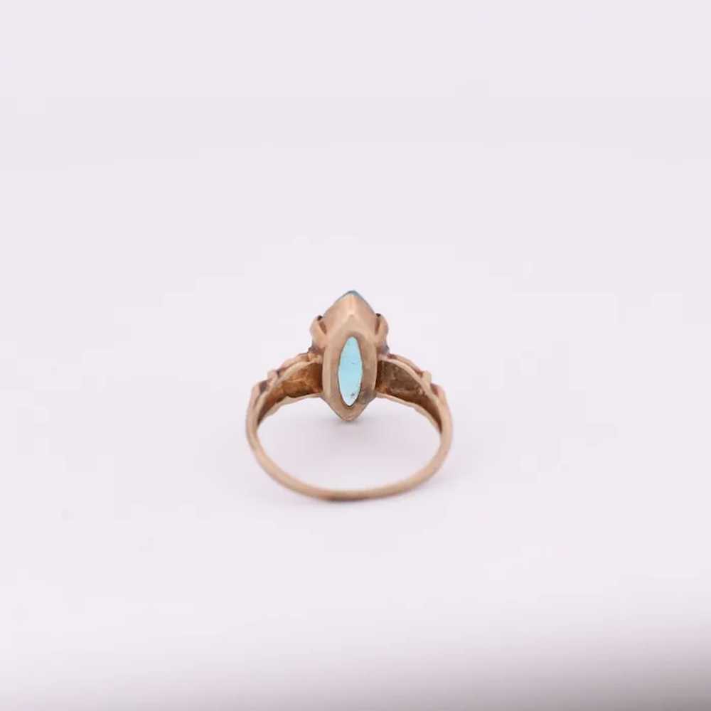 Victorian 10K Gold Marquise Cut Ocean Blue Stone … - image 4