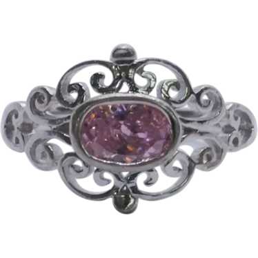Faux Pink Diamond Sterling Silver Ring