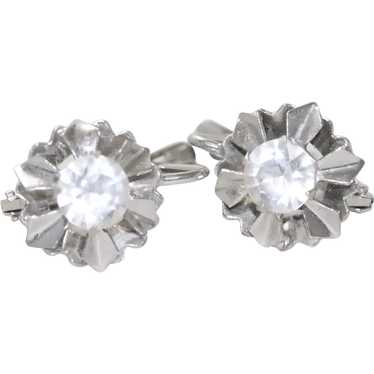 18K White Gold Floral Crystal Earrings