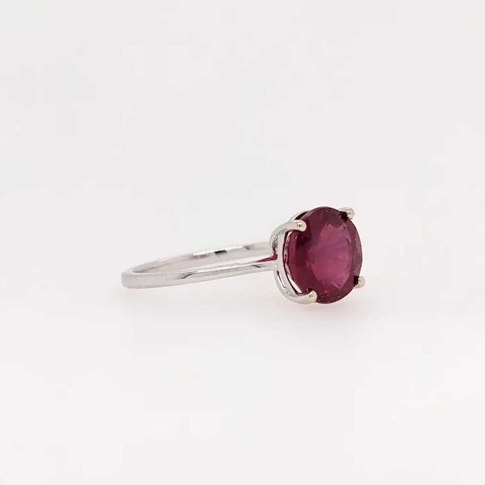 Round Red Ruby Ring in Solid 14k White Gold | Rou… - image 2