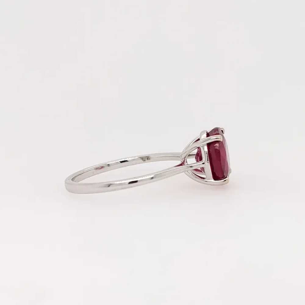 Round Red Ruby Ring in Solid 14k White Gold | Rou… - image 3