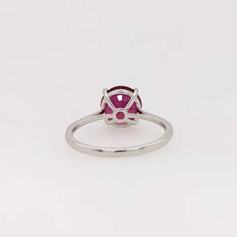 Round Red Ruby Ring in Solid 14k White Gold | Rou… - image 4