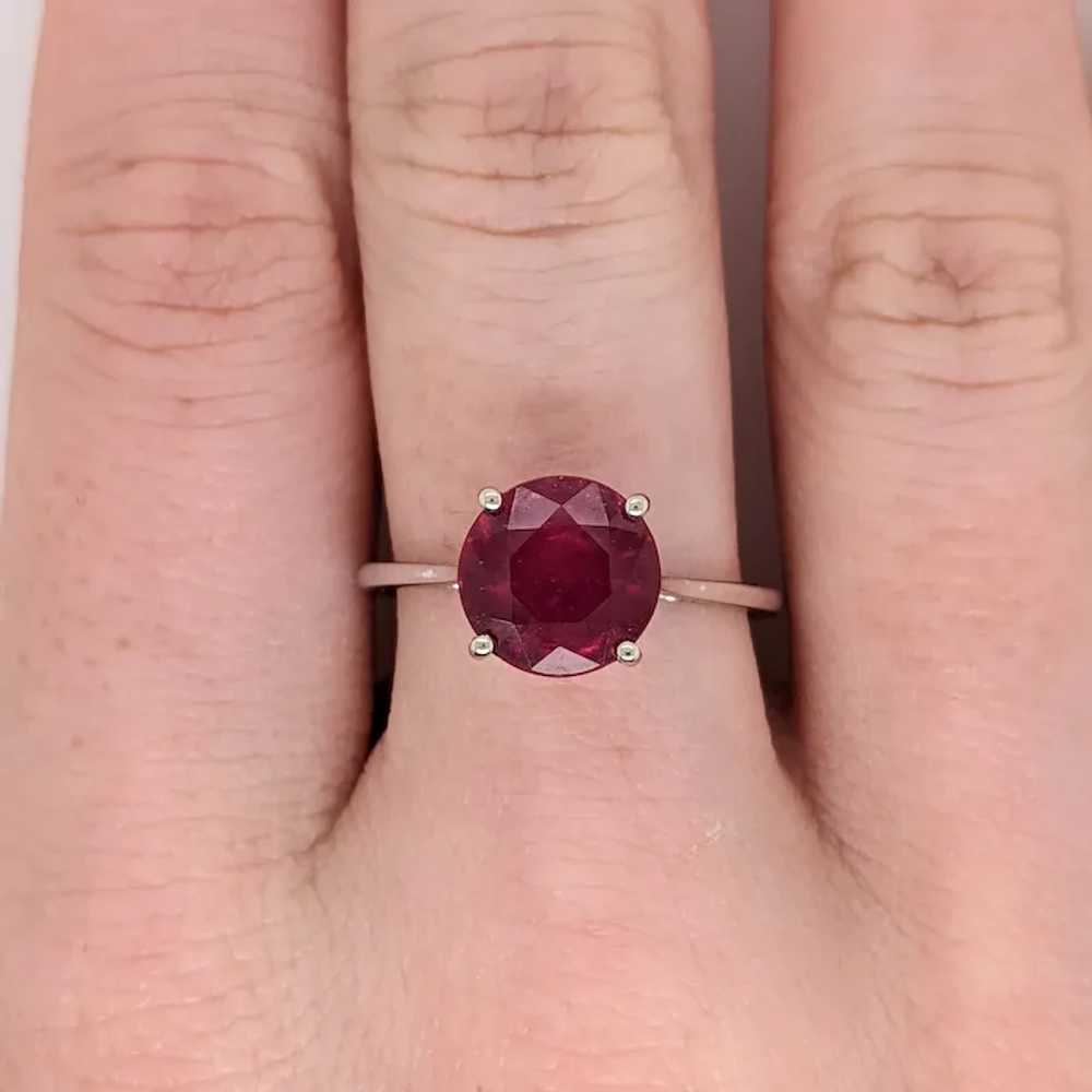 Round Red Ruby Ring in Solid 14k White Gold | Rou… - image 5