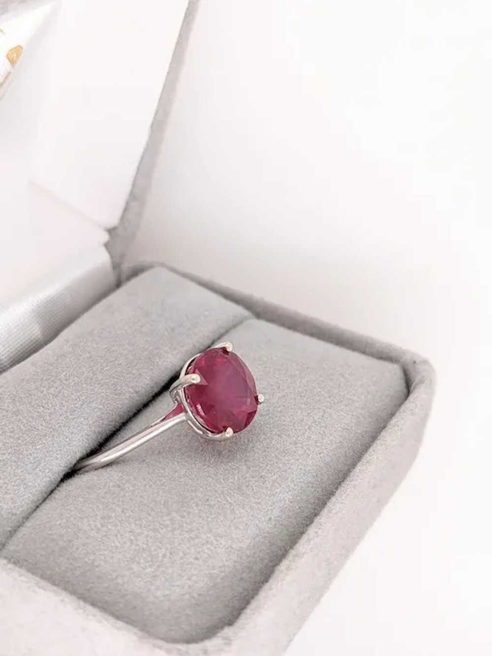 Round Red Ruby Ring in Solid 14k White Gold | Rou… - image 6