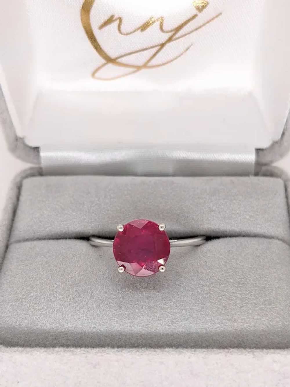 Round Red Ruby Ring in Solid 14k White Gold | Rou… - image 7