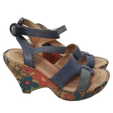 Other Born Crown Leather Floral Slingback Wedge Sa
