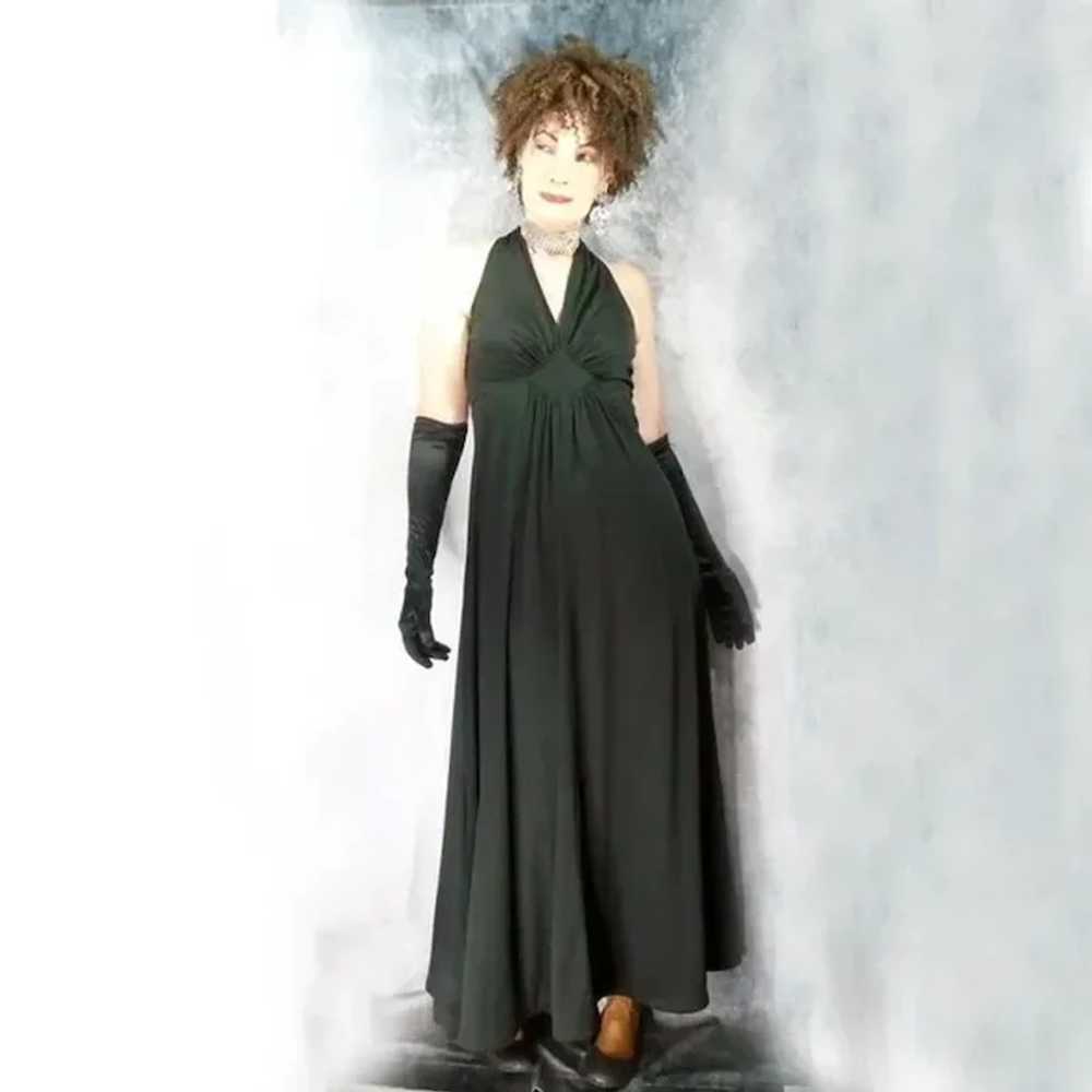 Black Formal Halter Gown, Disco Era, VFG, Big Swe… - image 5