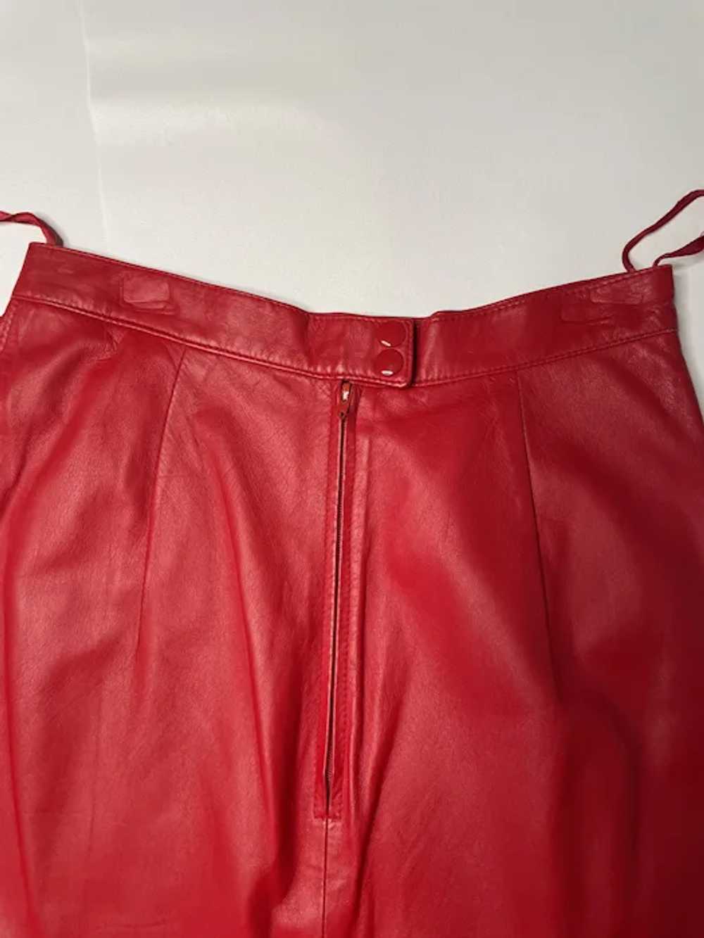 1980s Red Leather Mermaid Fishtail Skirt Trumpet … - image 8