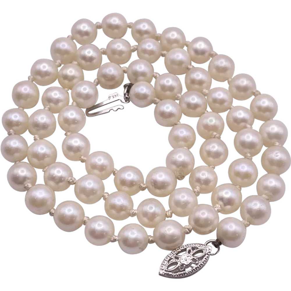 Cultured Pearl Strand Necklace 6MM, Princess 18 I… - image 1