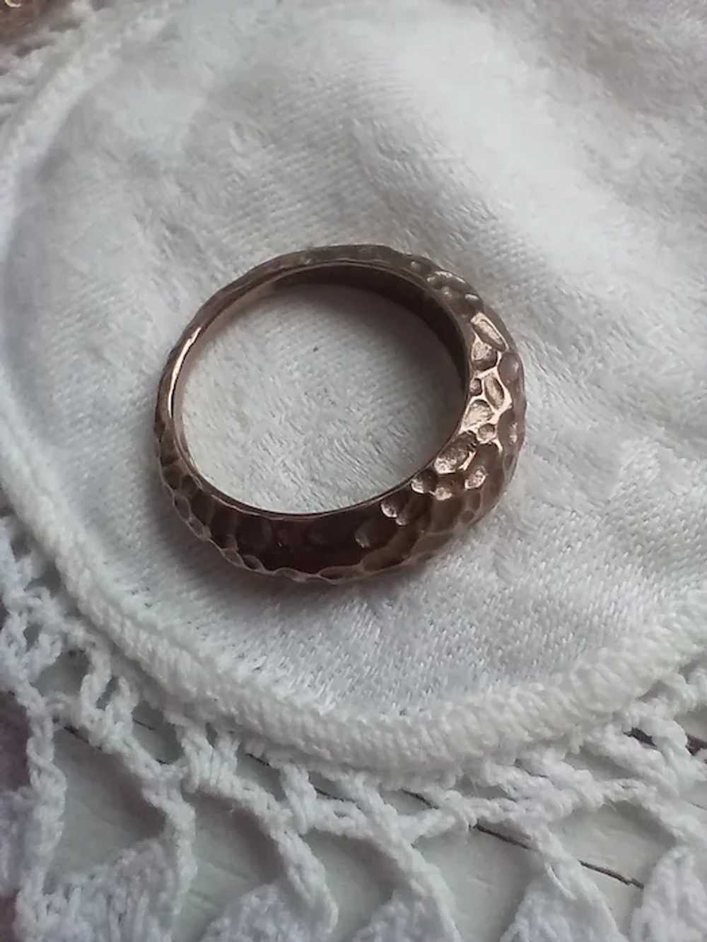Vintage Copper Hammered Ring Italy 8 - image 3