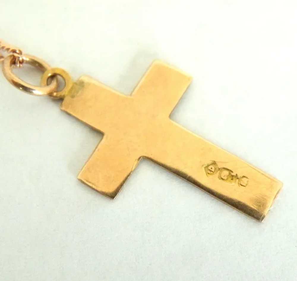 Victorian 9k rose gold cross on rose vermeil chain - image 4
