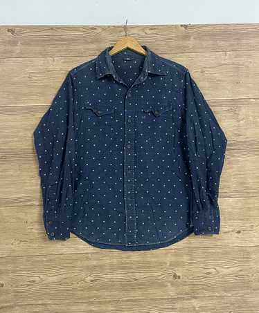 Japan Blue store Jeans Blue Polka Indigo Dot Medium Long Sleeve Buttoned Shirt