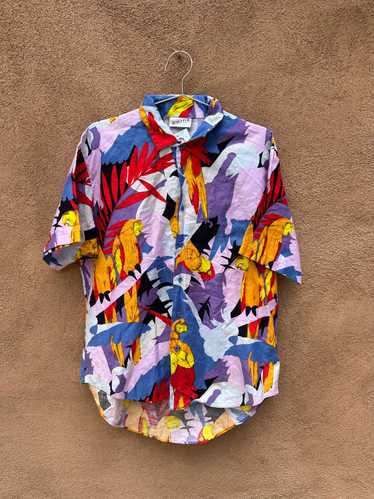 80's Yellow Parrot Party Boy Shirt - image 1