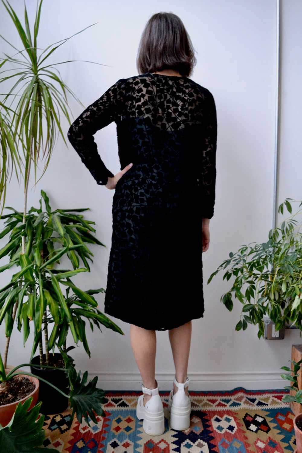Twenties Black Velvet Burnout Dress - image 2