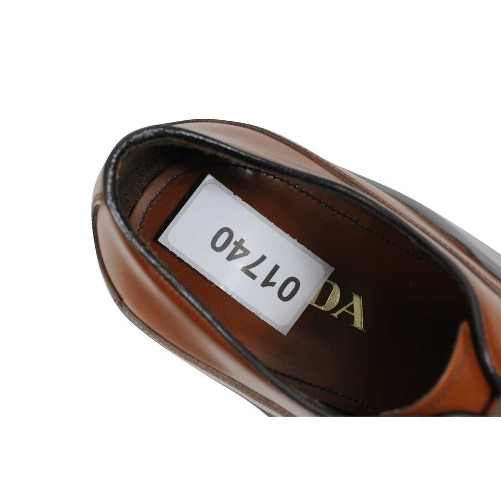 Prada Brown Leather Medallion Chunky Oxfords - 01… - image 11