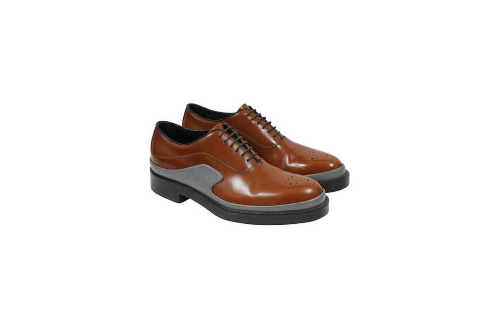 Prada Brown Leather Medallion Chunky Oxfords - 01… - image 1