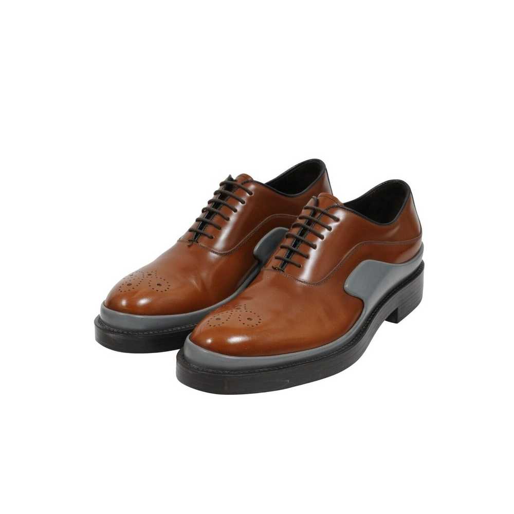 Prada Brown Leather Medallion Chunky Oxfords - 01… - image 3