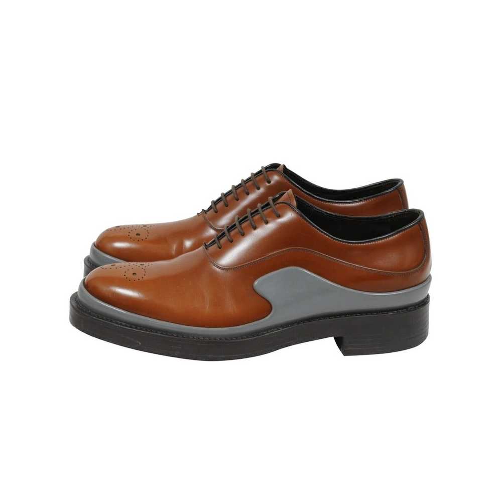 Prada Brown Leather Medallion Chunky Oxfords - 01… - image 4