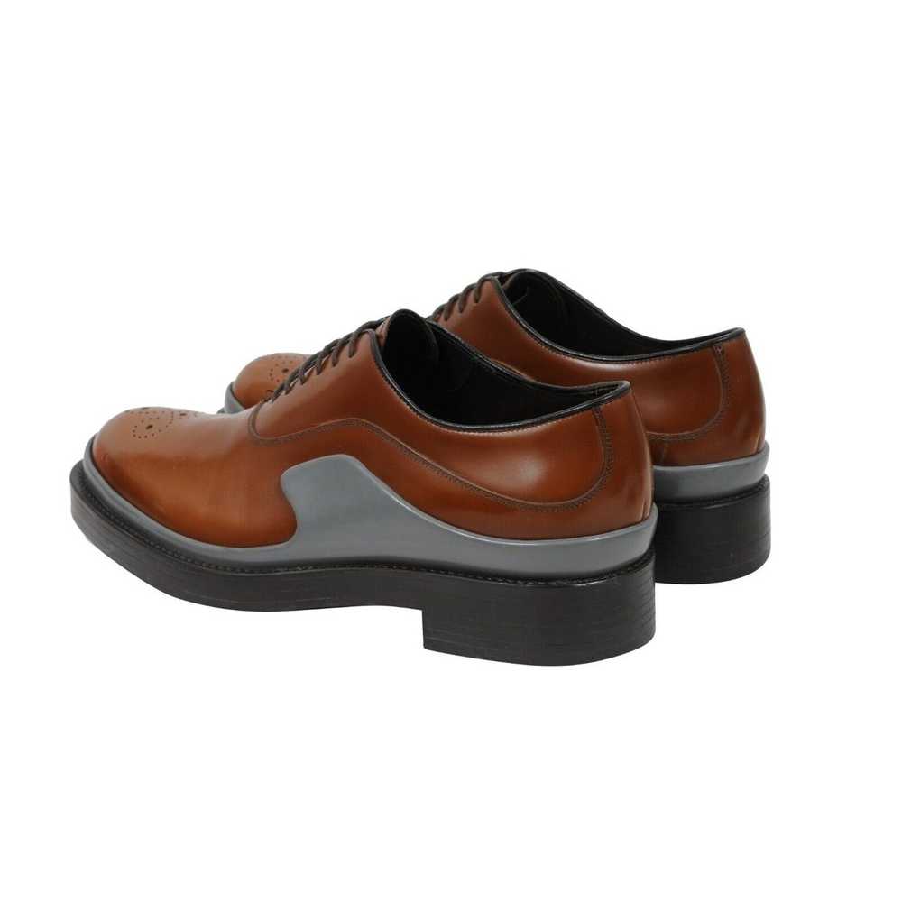 Prada Brown Leather Medallion Chunky Oxfords - 01… - image 5