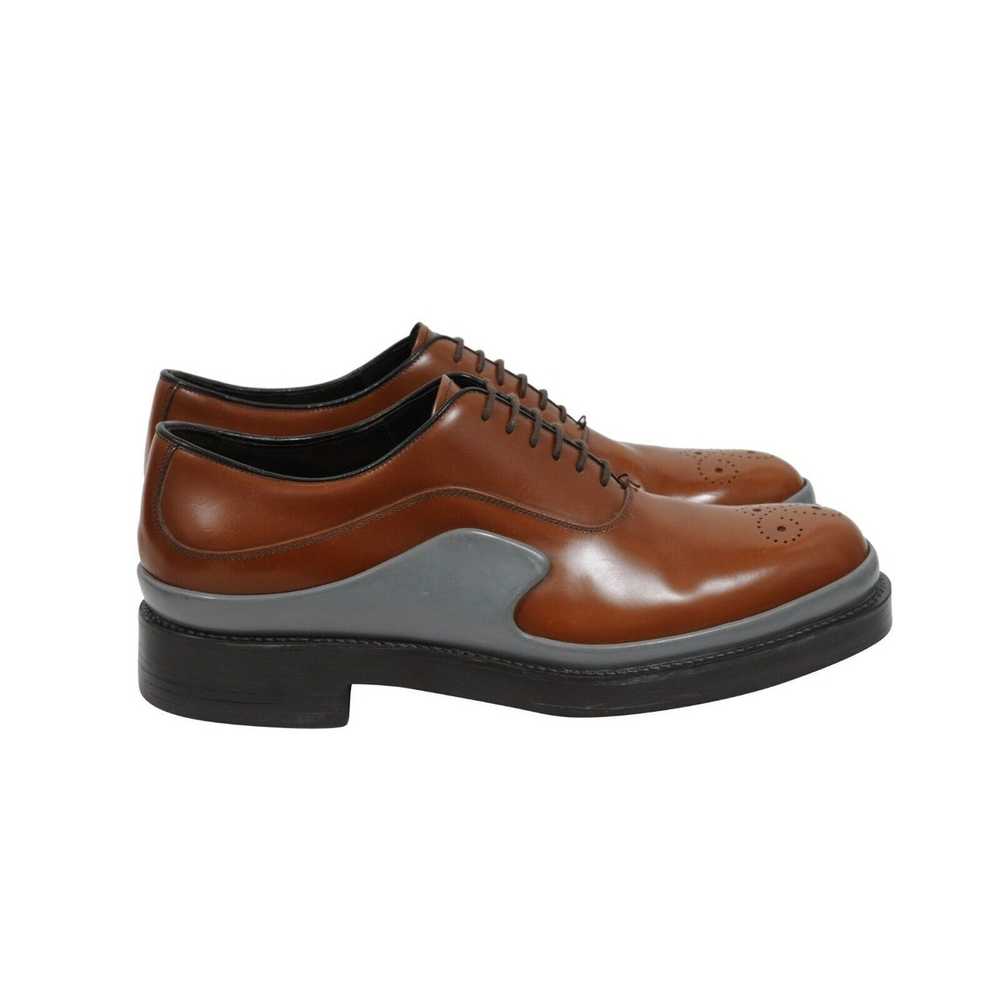 Prada Brown Leather Medallion Chunky Oxfords - 01… - image 8