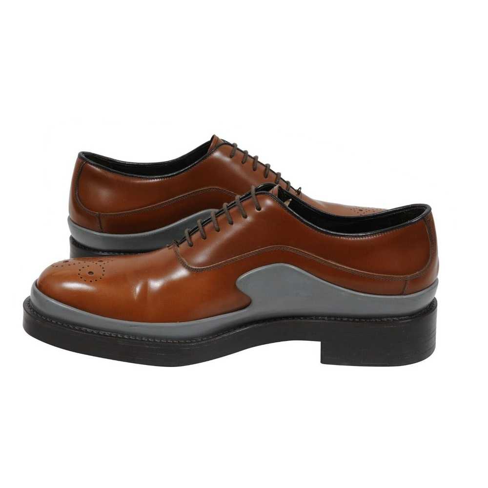 Prada Brown Leather Medallion Chunky Oxfords - 01… - image 9