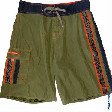 Green Cammo Zig Embroidered Swim Shorts