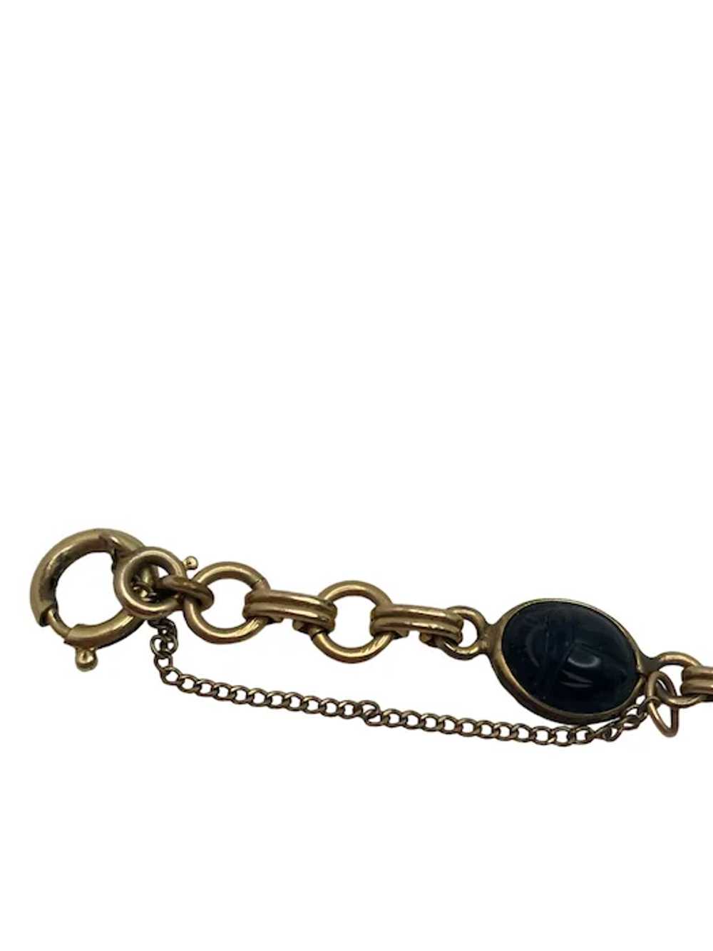 Vintage 12k Gold Filled Scarab Bracelet - image 11